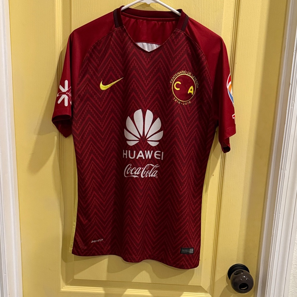 Nike Maroon Club América Away-Style Soccer Jersey with Sponsor Logos